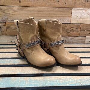 Tan Ankle Boots with Strap Detail